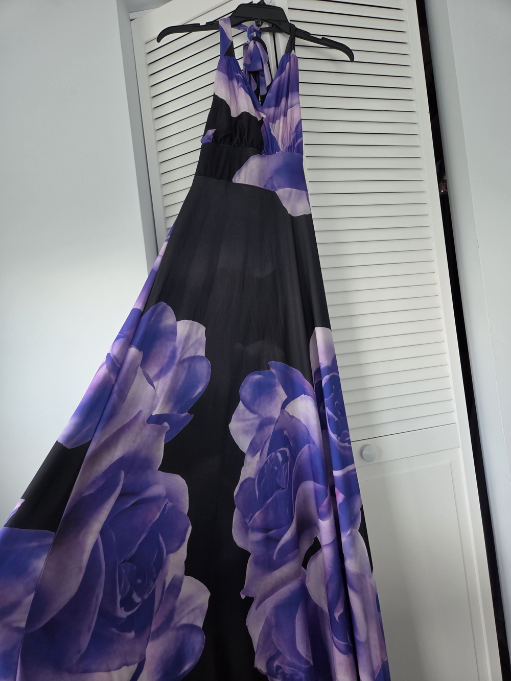 VENUS Black and Purple Floral Halter Maxi Dress - Picture 3 of 8